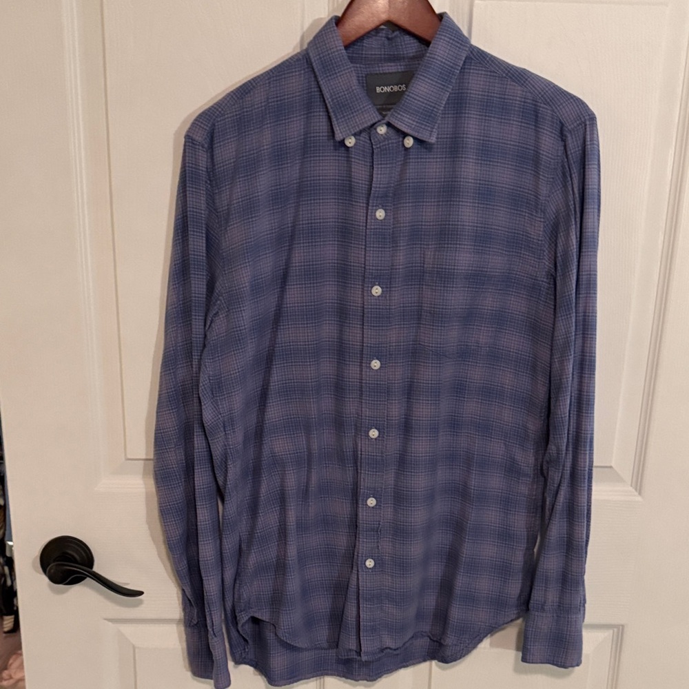 Bonobos Men's Casual Blue Plaid Shirt